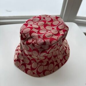 Coach Signature Red Bucket Hat
